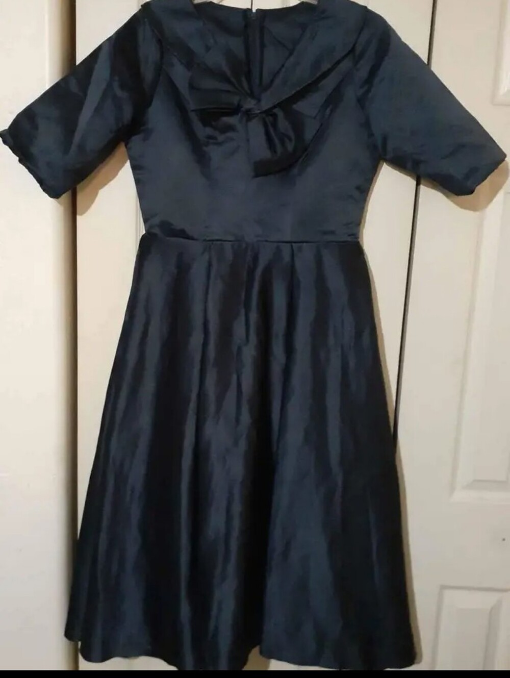 Source Unknown Navy Midi Fit-and-Flare Dress with Bow